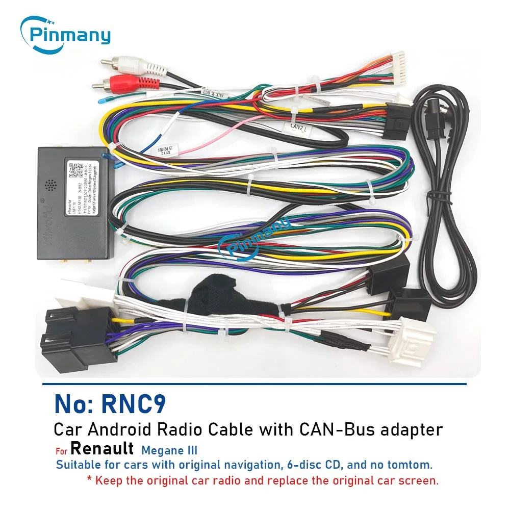 

Car Radio Cable RNC9 Power Wire Harness Socket Adapter CAN Bus Decoder for Renault Megane 3 6-disc CD with navigation no tomtom