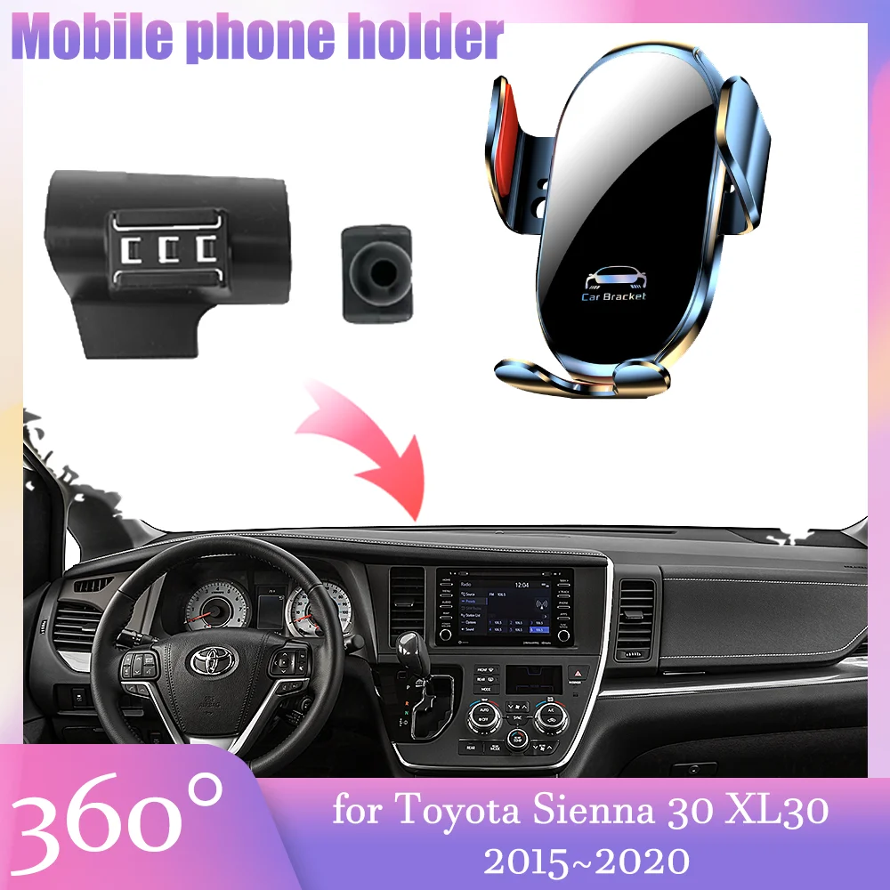 Car Mobile Phone Holder for Toyota Sienna 30 XL30 2015~2020 2016 GPS Air Vent Clip Stand Base Tray Support Accessories iPhone