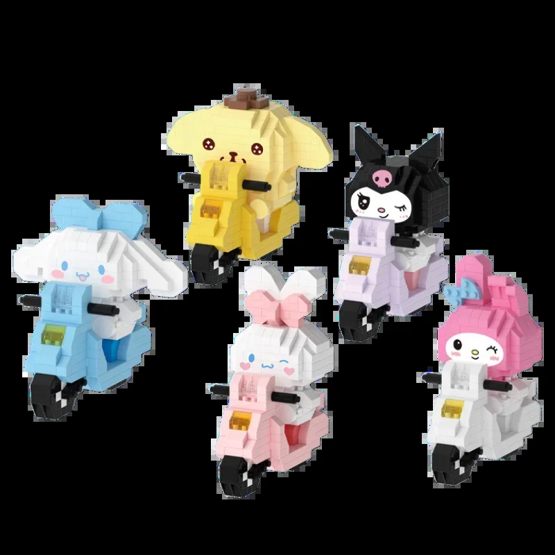 AliExpress Aoger Cartoon cycling doll building blocks to build toy Sanrio Cycling Building Blocks Hello Kitty Anime Assembled Toys Sanrio