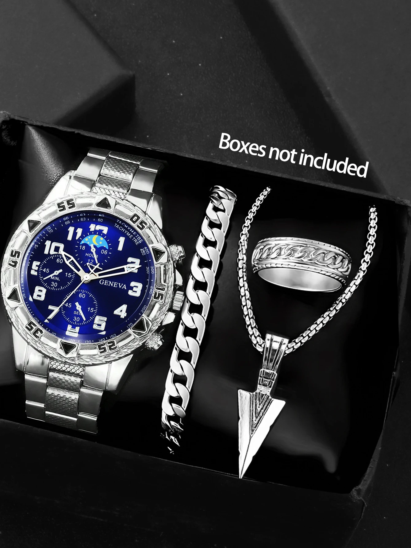 Smartwatch Watches Birthday Gift For Men - 4-częściowy zestaw: męski zegarek kwarcowy z