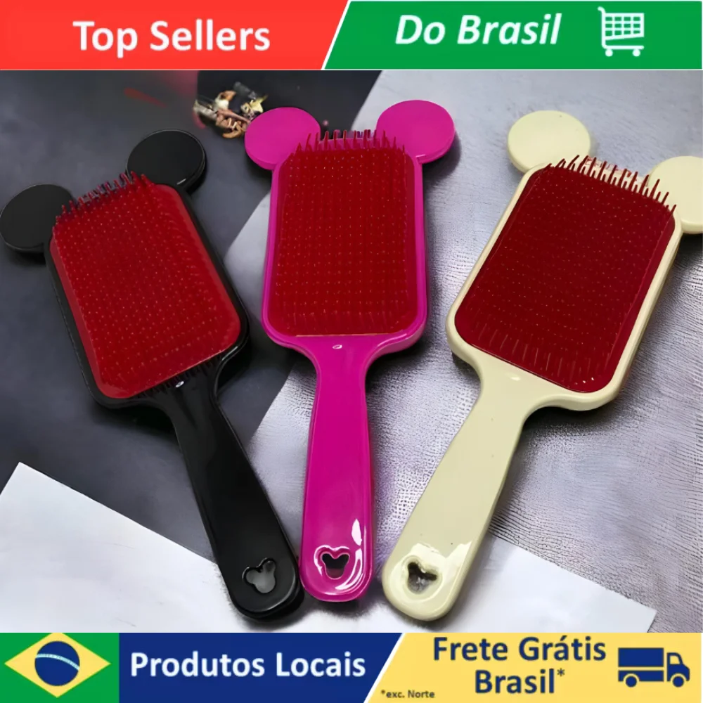 Escova Raquete Orelinha Desembaraçadora De Cabelo Anti Frizz - Para Todos Os Tipos De Cabelos, Não quebra O Cabelo