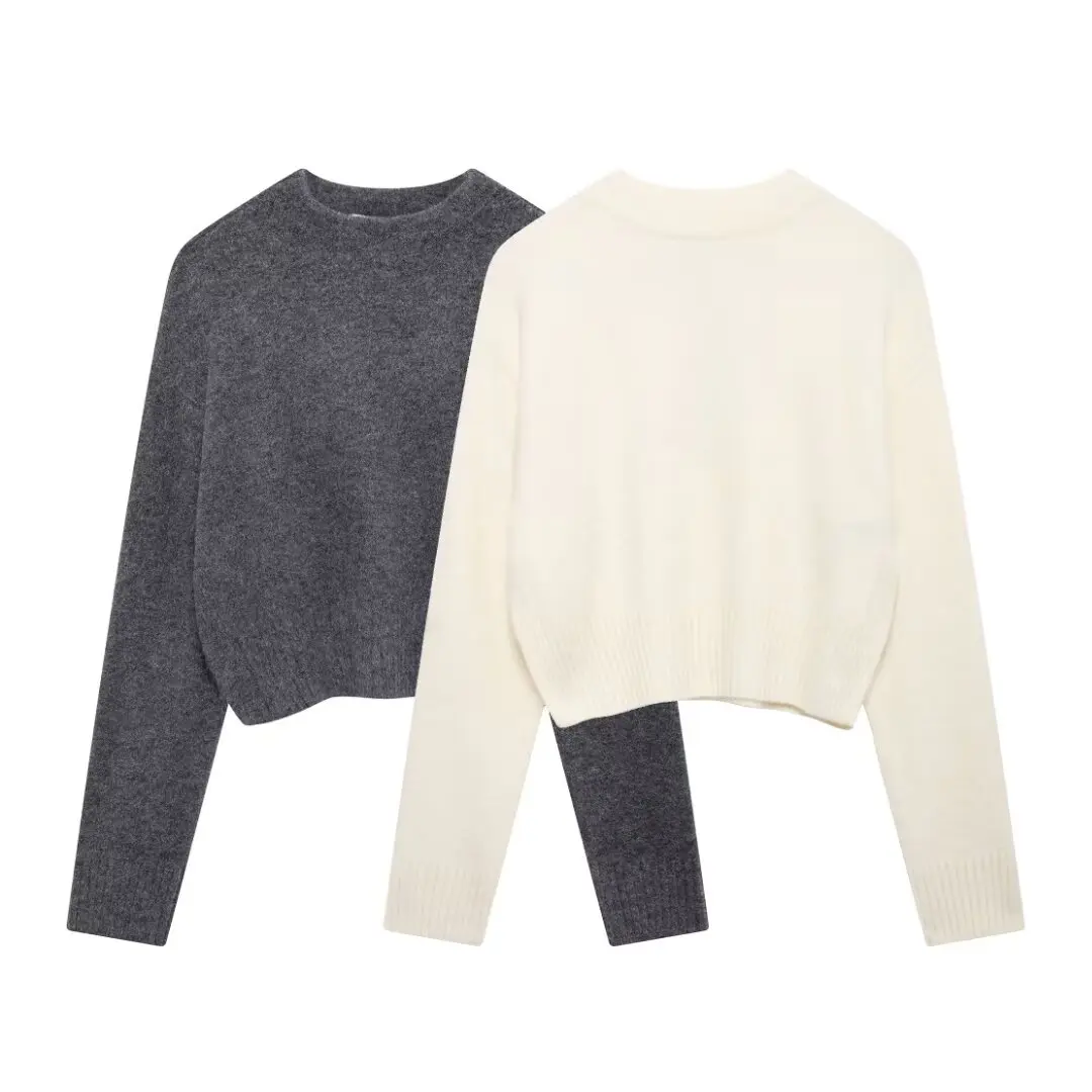 Tangada 2024 Autumn Winter Women Loose Crop Knitted Sweater Jumper Female Pullovers BE0496