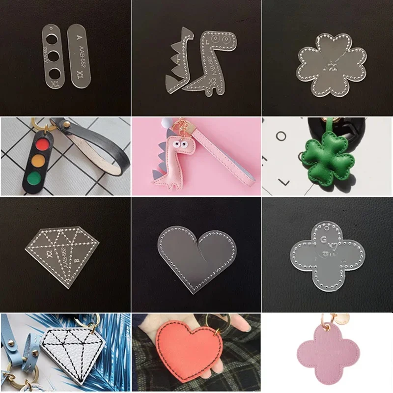 1 szt. Breloczek do kluczy wzór szycia akrylowy skórzany szablon DIY ręcznie robione artykuły skórzane — zdjęcie 2