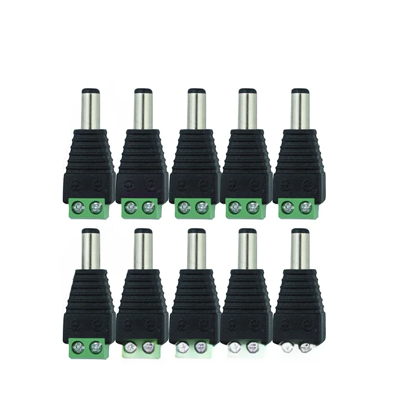 10 sztuk 12V 2.1x5.5mm DC Power wtyk męski złącze adaptera wtyczki do CCTV pojedynczy kolor LED Light — zdjęcie 2