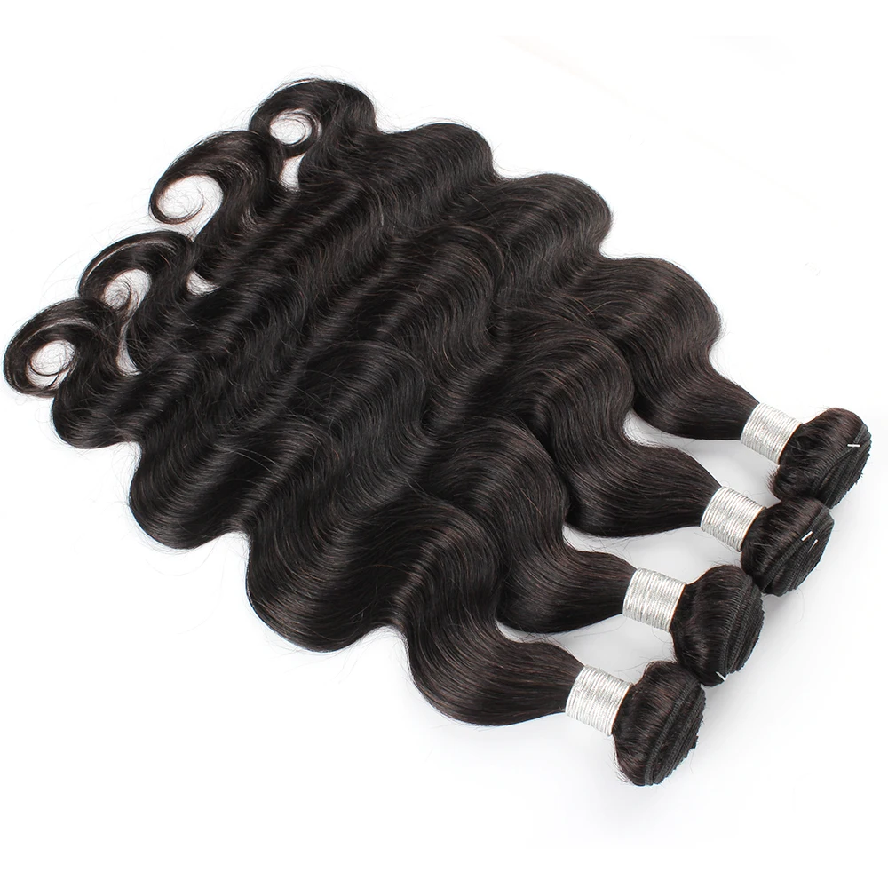 Tissage en lot brésilien naturel Remy Body Wave-Gemlong, noir de jais, 8 à 30 pouces, extensions de cheveux, 1/3/4 pièces