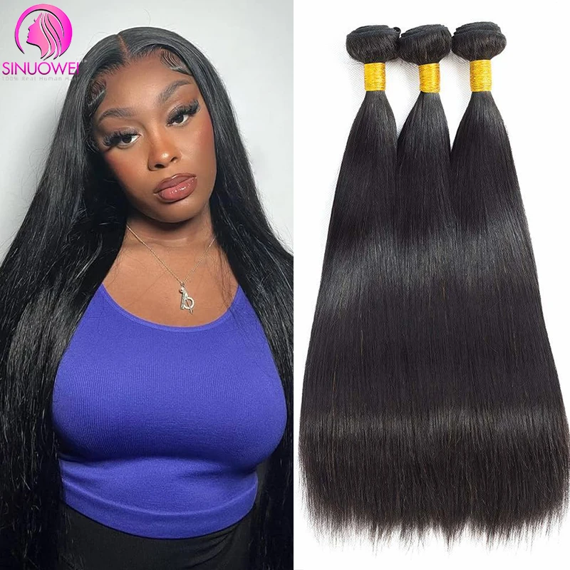 30 32 Inch Straight Human Hair Bundles Natural Black 1/3/4 pieces 100% Brazilian Human Hair Bundles Remy Hair Extensions