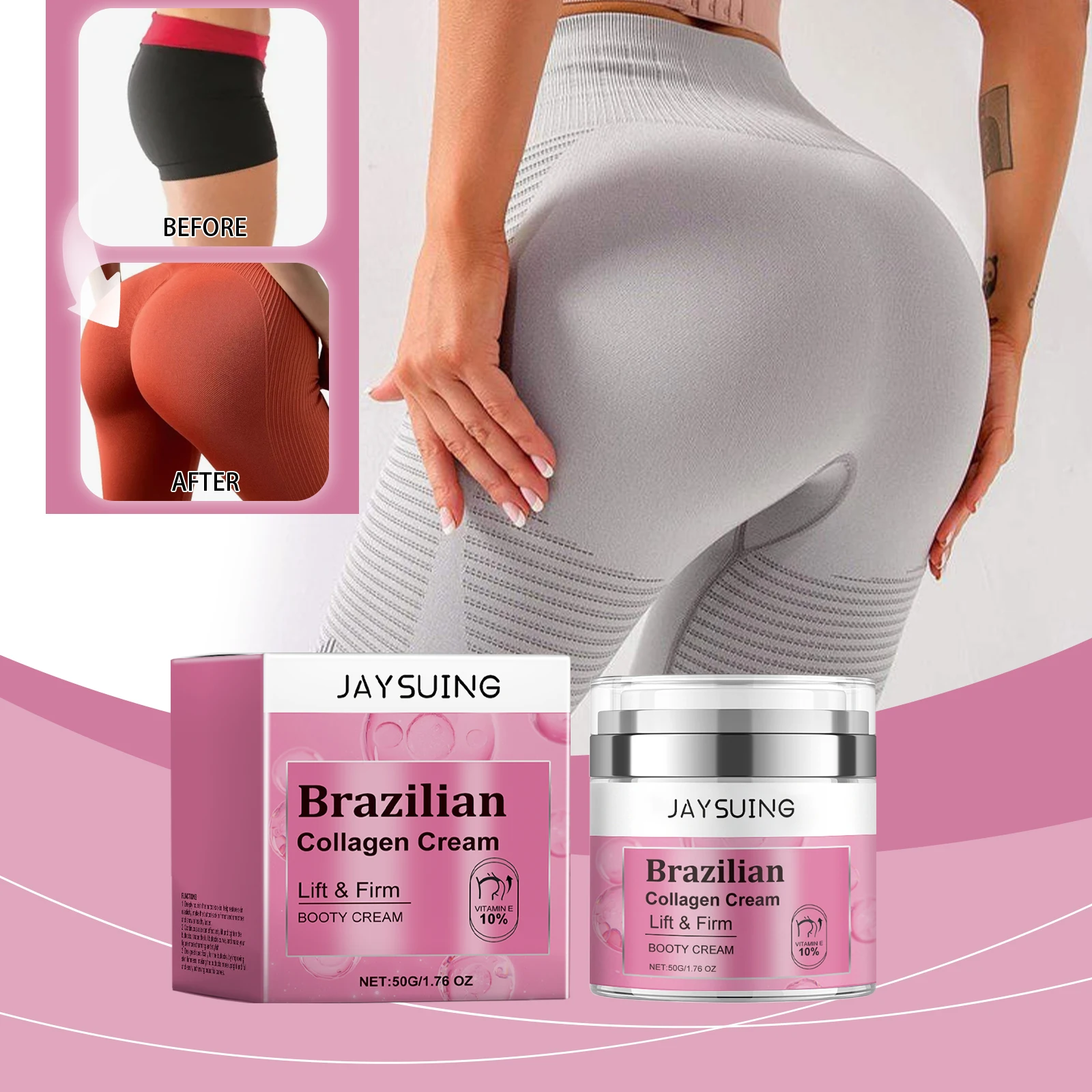 

JAYSUING 50g Collagen Butt Firming Cream Tightening Lifting Brighten Non Greasy Fast Absorbing Body Nourishing Daily Care