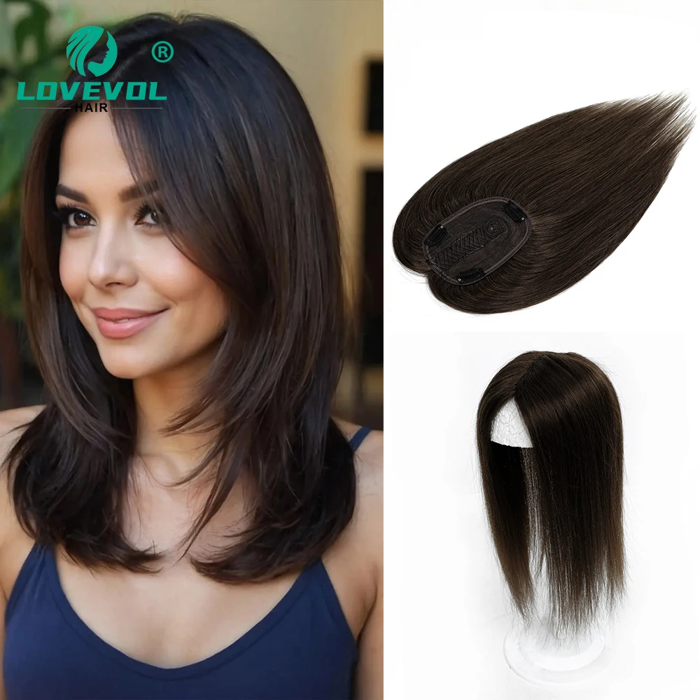 

8*12CM 10"--16" Topper Hair Real Remy Human Hair Extensions Top Wig Piece Topper With Thin Hair Clips Hair Toppers for Woman