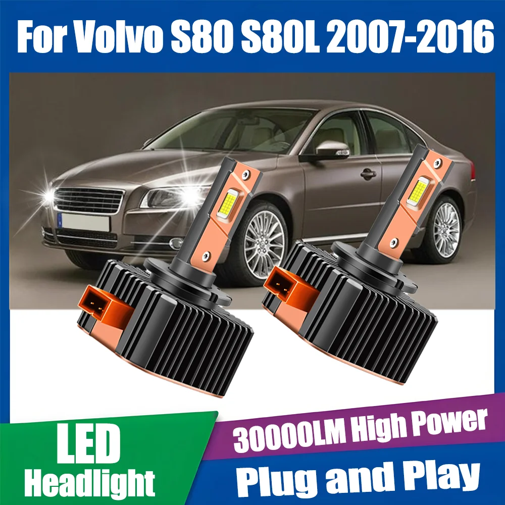 

2 шт. светодиодные лампы Canbus для фар 30000LM D1S 120W, автомобильные ксеноновые лампы HID 6000K Super White, Plug&Play для Volvo S80 S80L 2007-2016