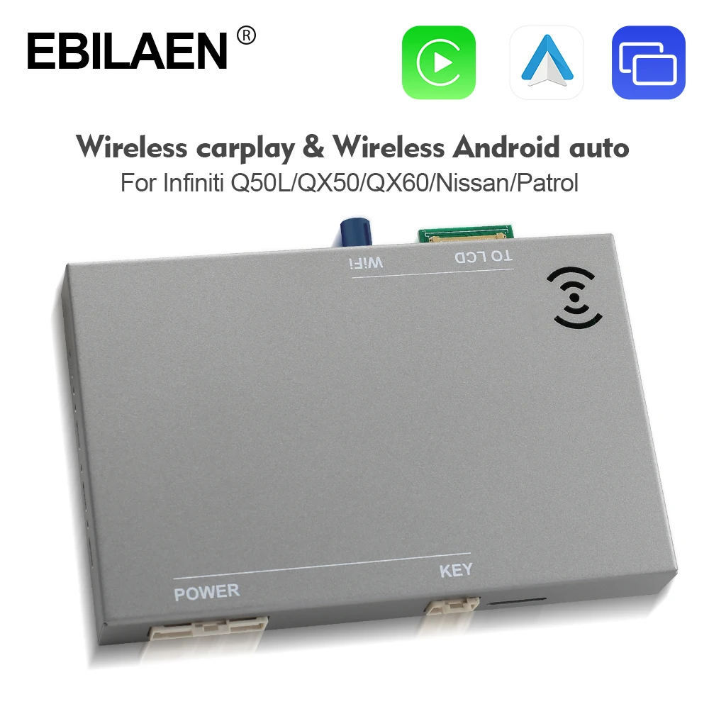 EBILAEN Wireless Apple Carplay Android Auto Ｍodule Box For Infiniti Q50L QX50 QX60 Nissan Patrol AirPlay Navigation Multimedia