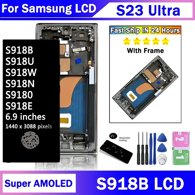 s23ultra-display-screen-con-cornice-per-samsung-s23-ultra-s918e-s918b-s918u-s918n-display-lcd-touch-screen-digitizer-assembly