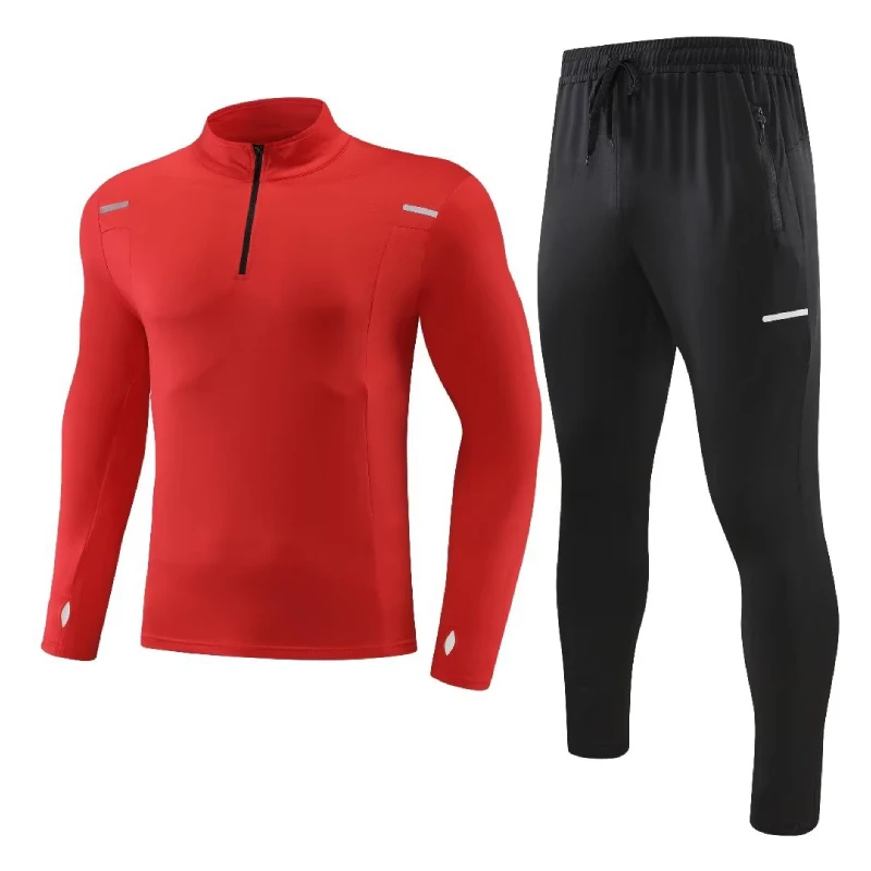 

Long Sleeve Shirts Fitness Quick Dry Men Legging Spandex Bodybuilding Sports Male Gym Training Tight Gym Suit