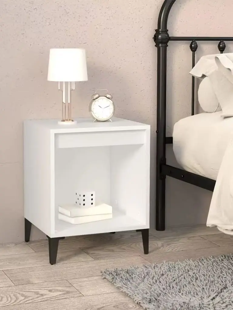 White Nightstand 40x35x50 Cm Small Bedside Coffee Sofa Tea Table Storage Closet Open Compartment Multi-Layer Storage Cabinet