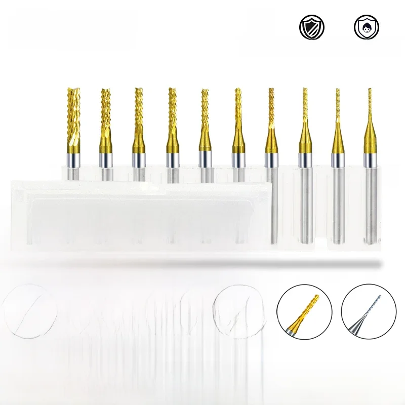 XCAN 10 sztuk 0.6-3.175mm zestaw frezów z węglika PCB 3.175mm Shank PCB maszyna grawerowanie Bit frez trzpieniowy — zdjęcie 2