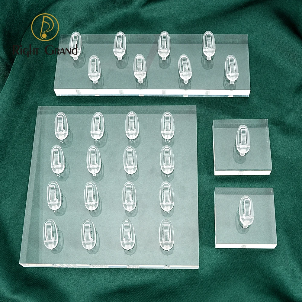 Clear Polished Acrylic Square Rectangle Nose Ring Clicker Hoop Earring Piercing Jewelry Display Holder Stands
