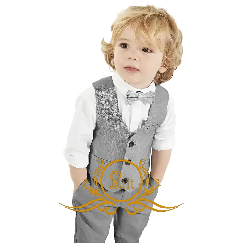 Set completo da 2 pezzi per ragazzo Slim Fit elegante gilet per bambini da sposa Set di pantaloni gilet di alta qualità