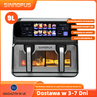 9L Dual Basket Hot Air Fryer Oilless Cooker with LED Touch Control,Visible Window,10-In-1 Multifunction,Family Smart Oven Size