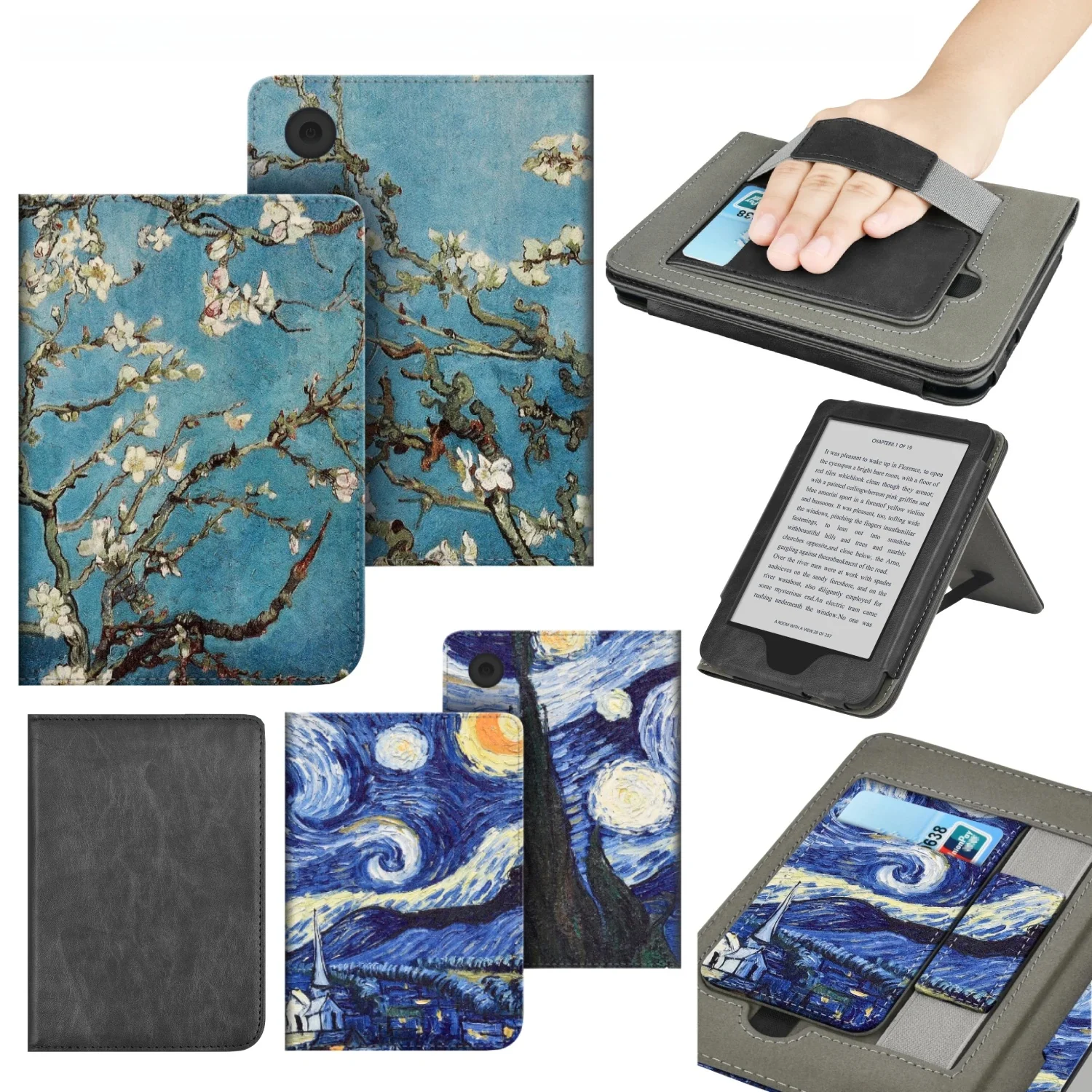 Dla Kobo Clara BW / Color/ 2E Etui z paskiem na rękę Uchwyt na kartę 6-calowy skórzany pokrowiec Ebook N365 N367 2024 N506 Funda — zdjęcie produktu 7