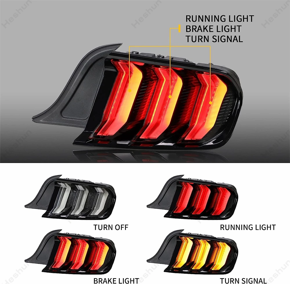 Zespół światła tylne samochodu do Ford Mustang GT Shelby GT500 2015-2022 DRL tylne światło zmodyfikowane tylne lampy pełna dioda LED dynamiczne tylne światło