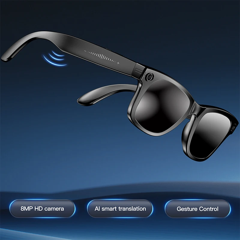 

HD 4K Anti-shake Camera 1080P Smart Glasses AI Translation Bluetooth Call Recording Voice Assistant IP65 Waterproof Sunglasses