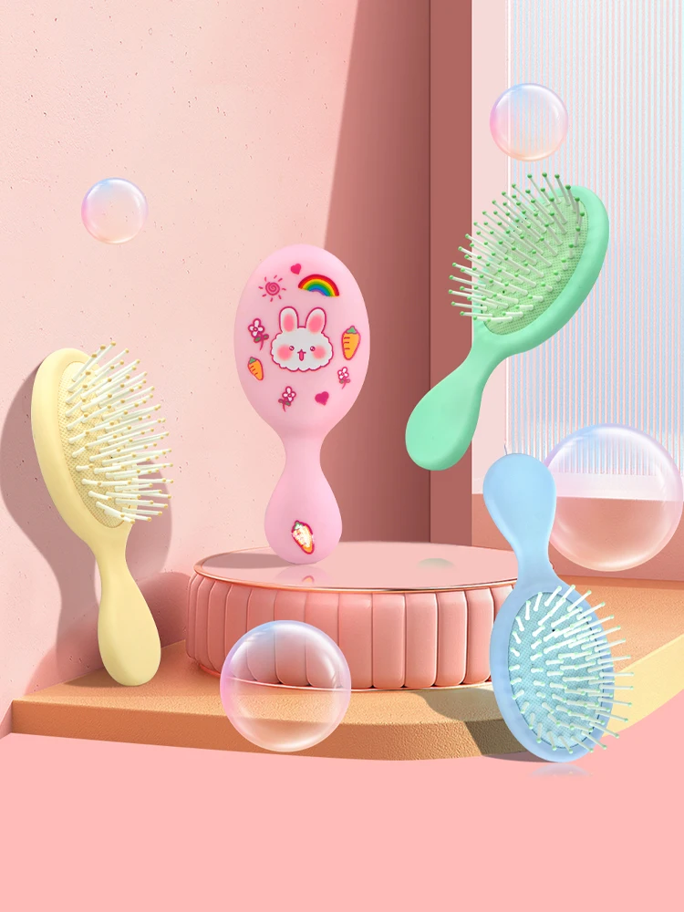 Children Cartoon Massager Paddle Cushion Hair Brush Cartoon Comb Anti-detangle Comb Children\'s Cute Hairdressing Smooth Comb