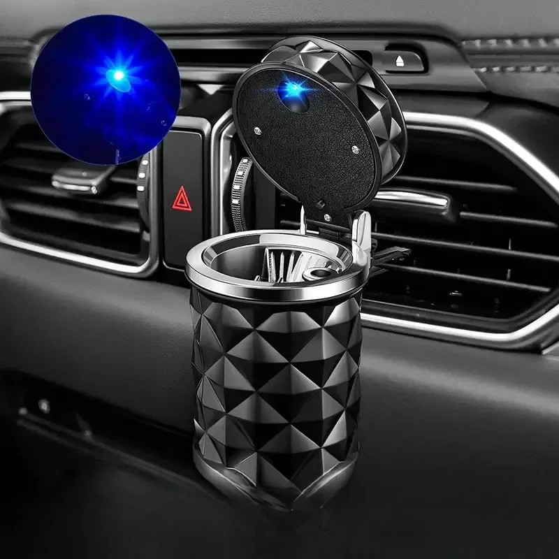 Cendrier à cigarettes de voiture avec couvercle avec lumière LED, porte-cendrier de véhicule Portable et détachable, accessoires automobiles