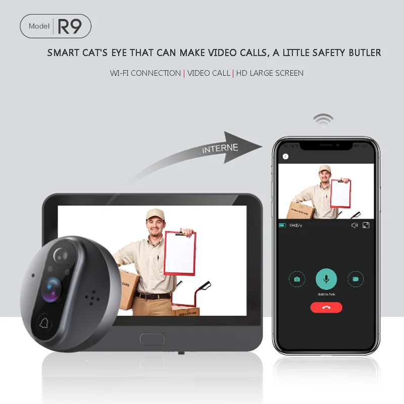 Imagem -02 - Tuya Inteligente Wifi Vídeo Olho Mágico Visão Noturna Campainha Monitor de Detecção de Movimento Alta Definição Campainha de Vídeo em Casa 4.3-polegada