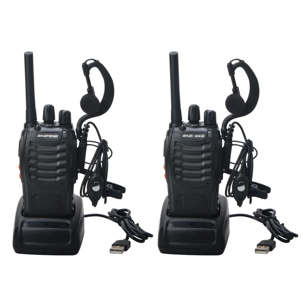 2 sztuk Baofeng Walkie Talkie BF-88E PMR 0.5W 16CH UHF 446.00625-446.19375MHz 12.5KHz separacja kanałów z ładowarką USB zestaw słuchawkowy — zdjęcie 2