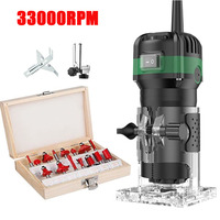 800W 6speed Electric Router Wood Electric Trimmer enching Slotting triming Carving Machine Kit With Milling knife