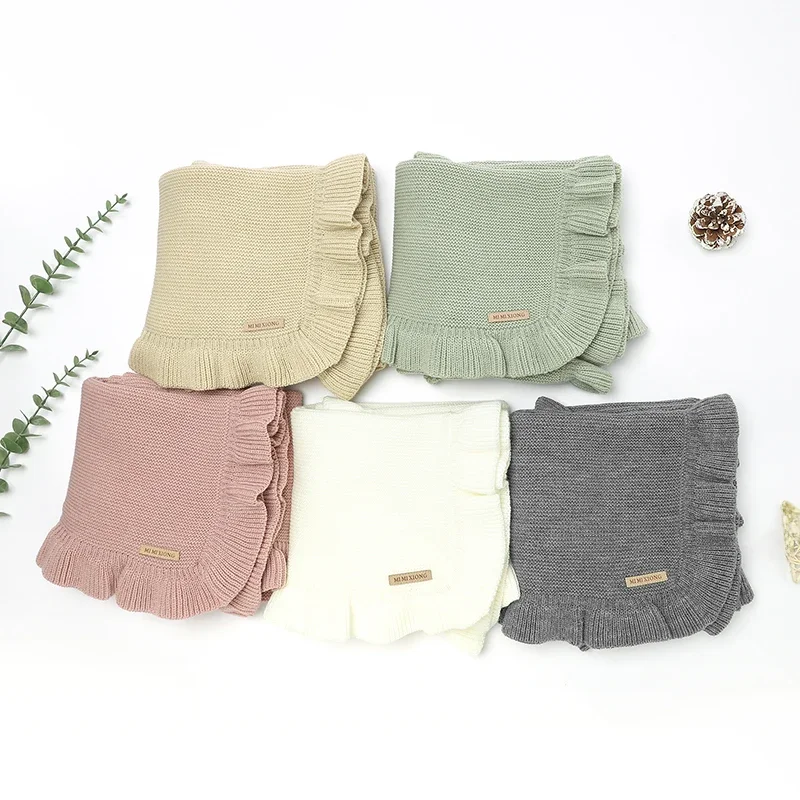 Baby Blankets 90*70cm Knitted Newborn Boys Girls Solid Stroller Swaddle Wrap Sleepsack Reversible Soft Infantil Receiving Quilts
