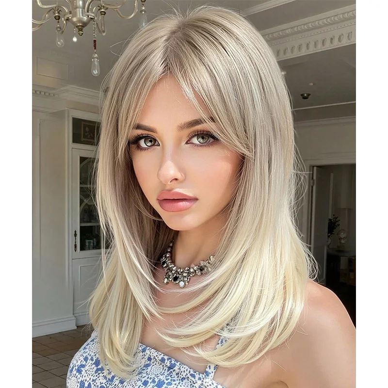 

Гладис Омбре Блондинка Цвет 13x3 Парик Фронта Шнурка Прямой Парик Из Синтетических Волос Бесклеевые Парики Шнурка Повседневной Животный Парик 16-дюймовые Парики Косплей