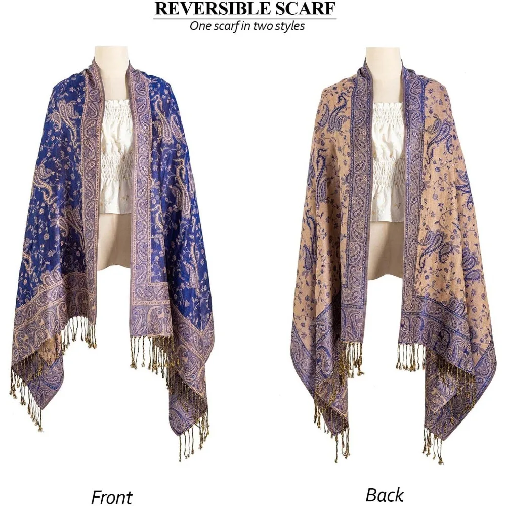 شالات الباشمينا الملمسية للنساء، وشاح الهذيان الناعم والحريري القابل للعكس للرجال #5