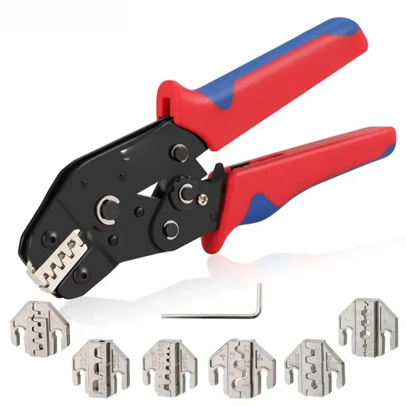 Krimptangset voor Dupont JST MOLEX-terminals, geen/voorgeïsoleerde adereindhulzen, buttconnectoren, zonne- en coaxconnectoren, SN-58B 6-kaak - afbeelding 2