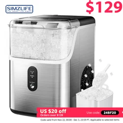 SIMZLIFE Pebble Ice Maker Machine with 35lbs/24H Soft Ice Self Cleaning Sonic Ice Maker Pellet Ice Maker for Home Kitchen Office