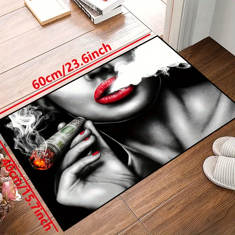 Beauty Smokes Rutschfeste Flächenmatte, einzigartiges Lippenkunst-Design, Bodenmatte, Eingangsbereich, Zubehör, Teppich, Zuhause, Willkommensmatte, Live-Raumteppich – Detail 4