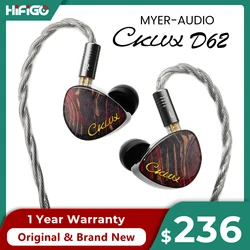 MYER-AUDIO CKLVX D62 2DD + 6BA Hybrid Drivers In-Ear Monitor Earphones with 3.5mm+4.4mm Replaceable L-shaped Cable