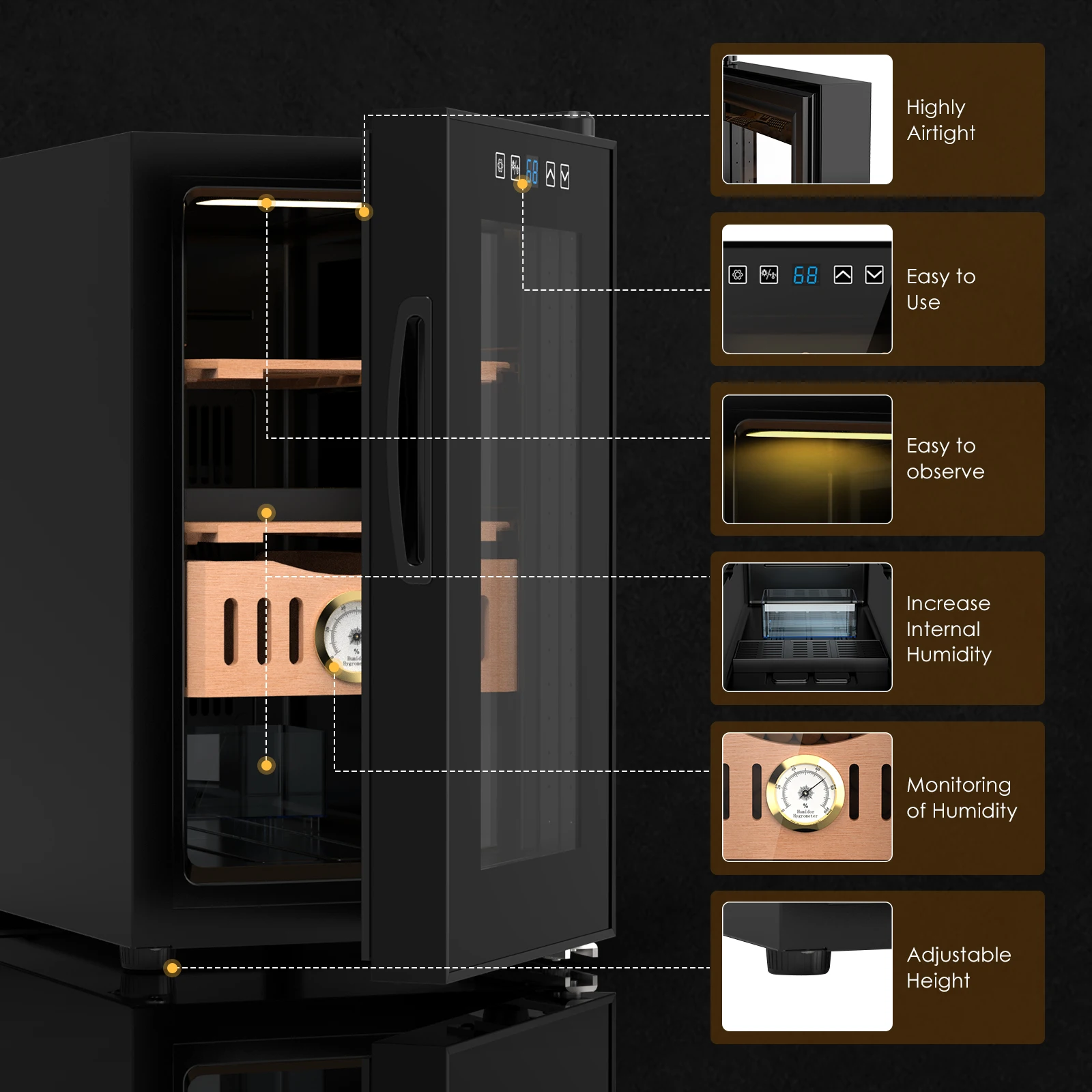 25L Electric Humidor 200 Count - đánh giá và giá Home Fragrance Maple Walnut