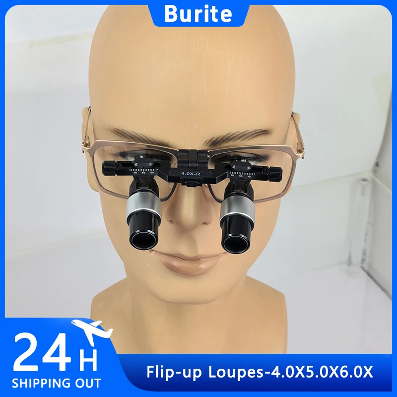 Ginghealy loupes flipup 4.0x/5.0x/6.0x Kepler asymmetric PD titanium frame metal durablIPDe lens magnifying glass no led light