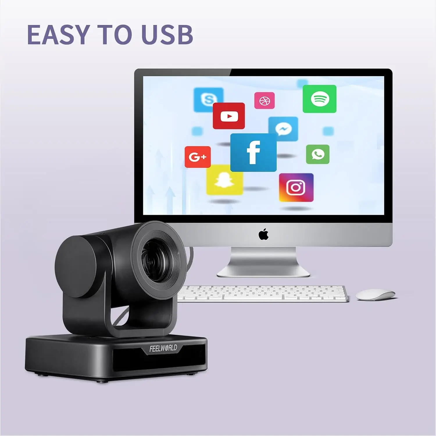 FEELWORLD USB10X Live Streaming PTZ Camera 10X Optical Zoom 1080P USB Auto Focus for Church Worship Broadcast