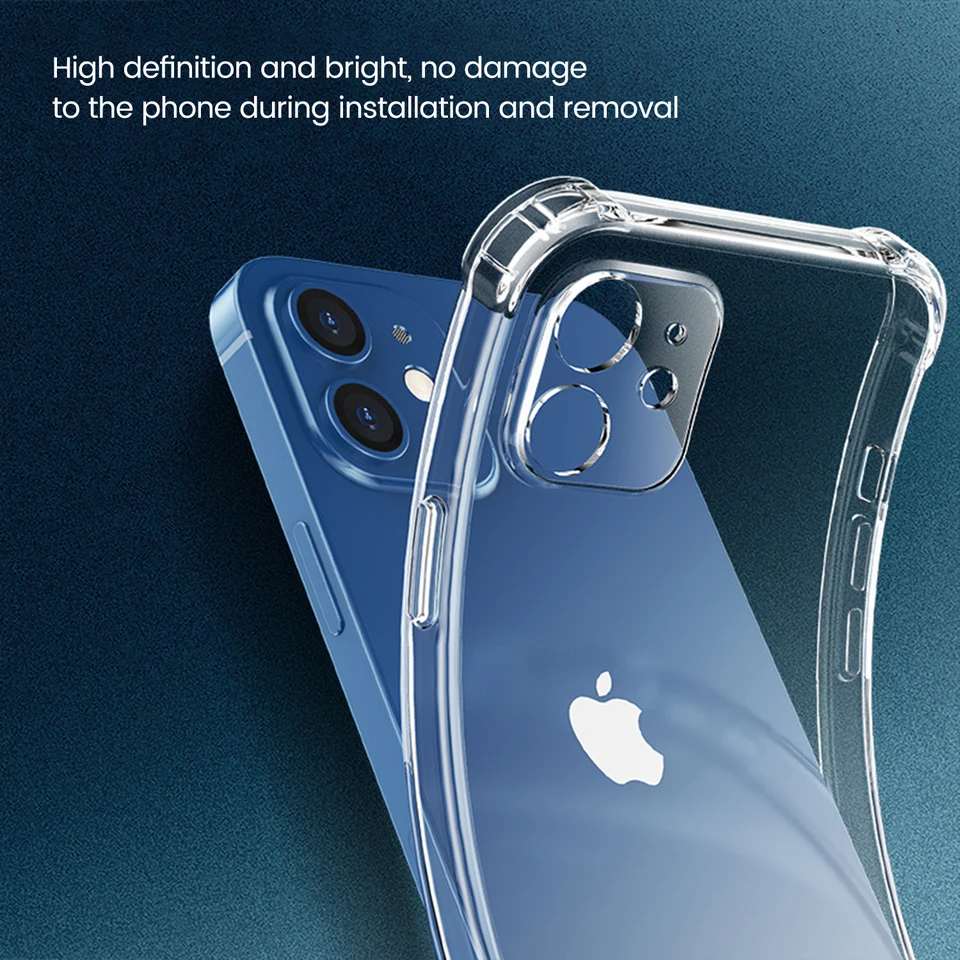 Funda transparente para iPhone, TPU flexible, esquinas reforzadas antigolpes, protección para cámara y pantalla, resistente a rayaduras 2
