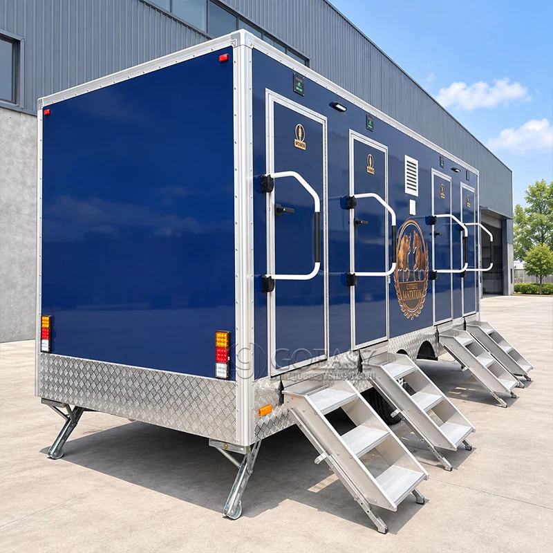 Portable Mobile Restroom Trailer Luxury Bathroom Toilet Trailer with Shower for Weddings Parties Festivals Camping and Events