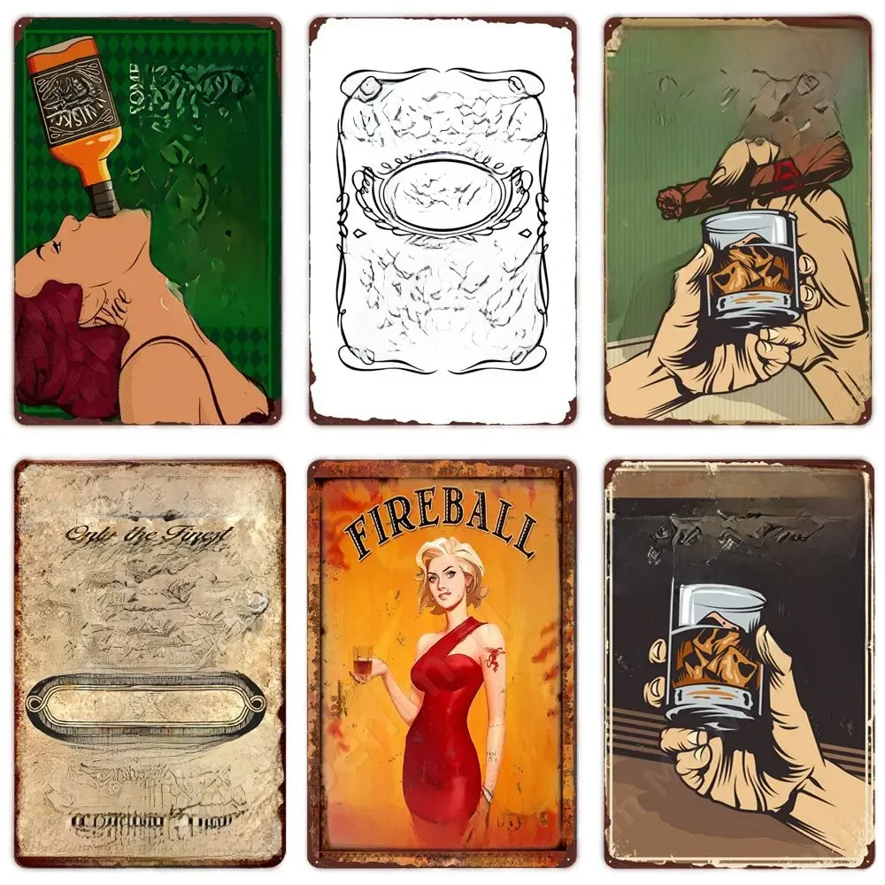 Vintage whisky Retro plakietka, metalowy znak blaszany, odbitki ścienne Bourbon, dom, Bar, klub, jaskinia człowieka, cygaro, wystrój sklepu, prezent — zdjęcie 2