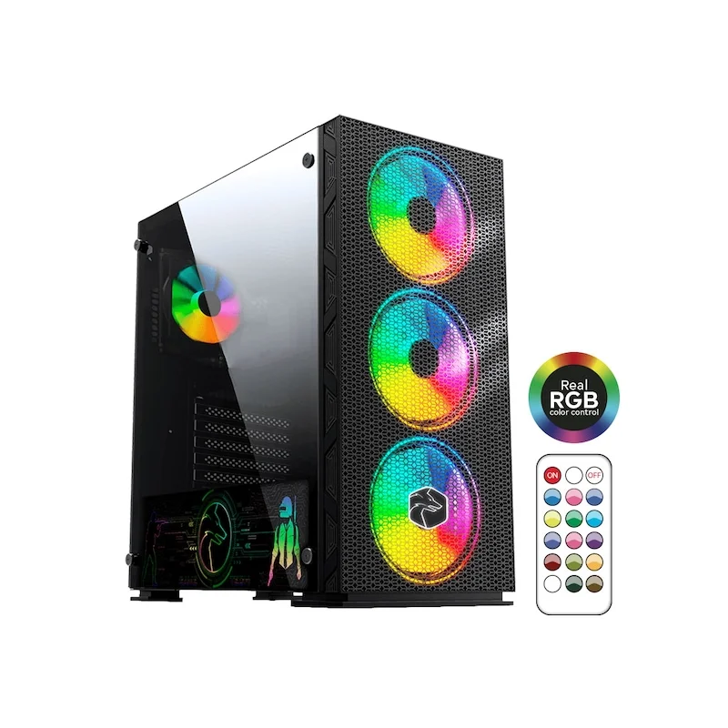 Gametech Galaxy 4x120MM RGB ventilador controlado Gaming Computer Case