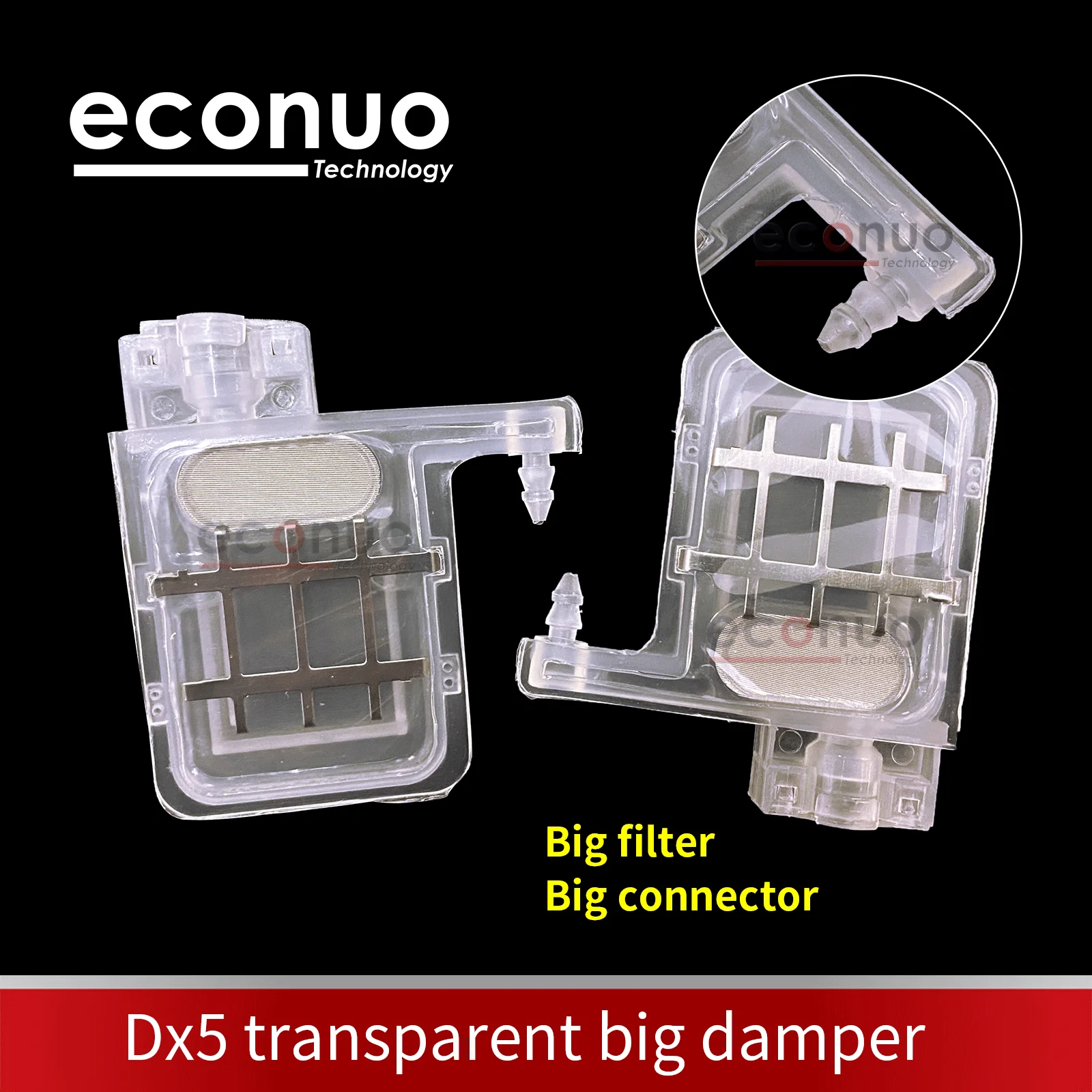 10 PCS Dx5 Transparent Big Straight Connector Built-in Filter Ink Damper for Xp600 L1800 4720 3200 Printhead - Durable Printing