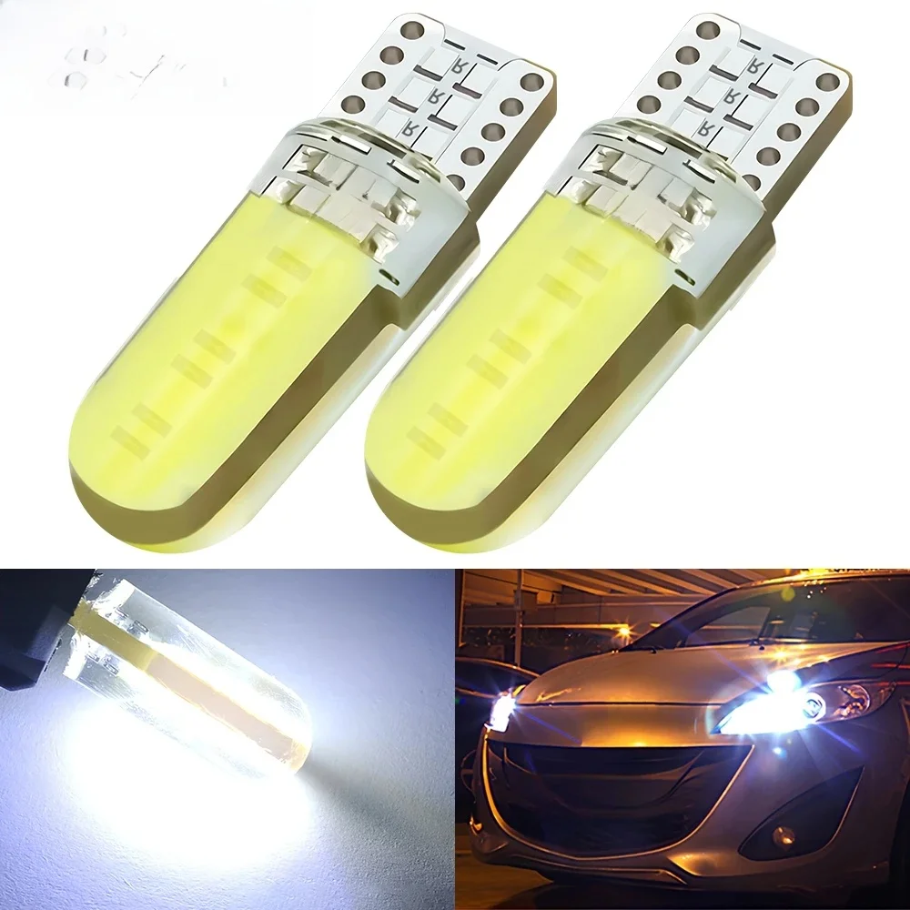 Lampe de coffre de voiture T10 W5W COB, lumières en Silicagel, marqueur LED Wedge, dômes de lecture, ampoule de stationnement automatique, choix de plusieurs couleurs