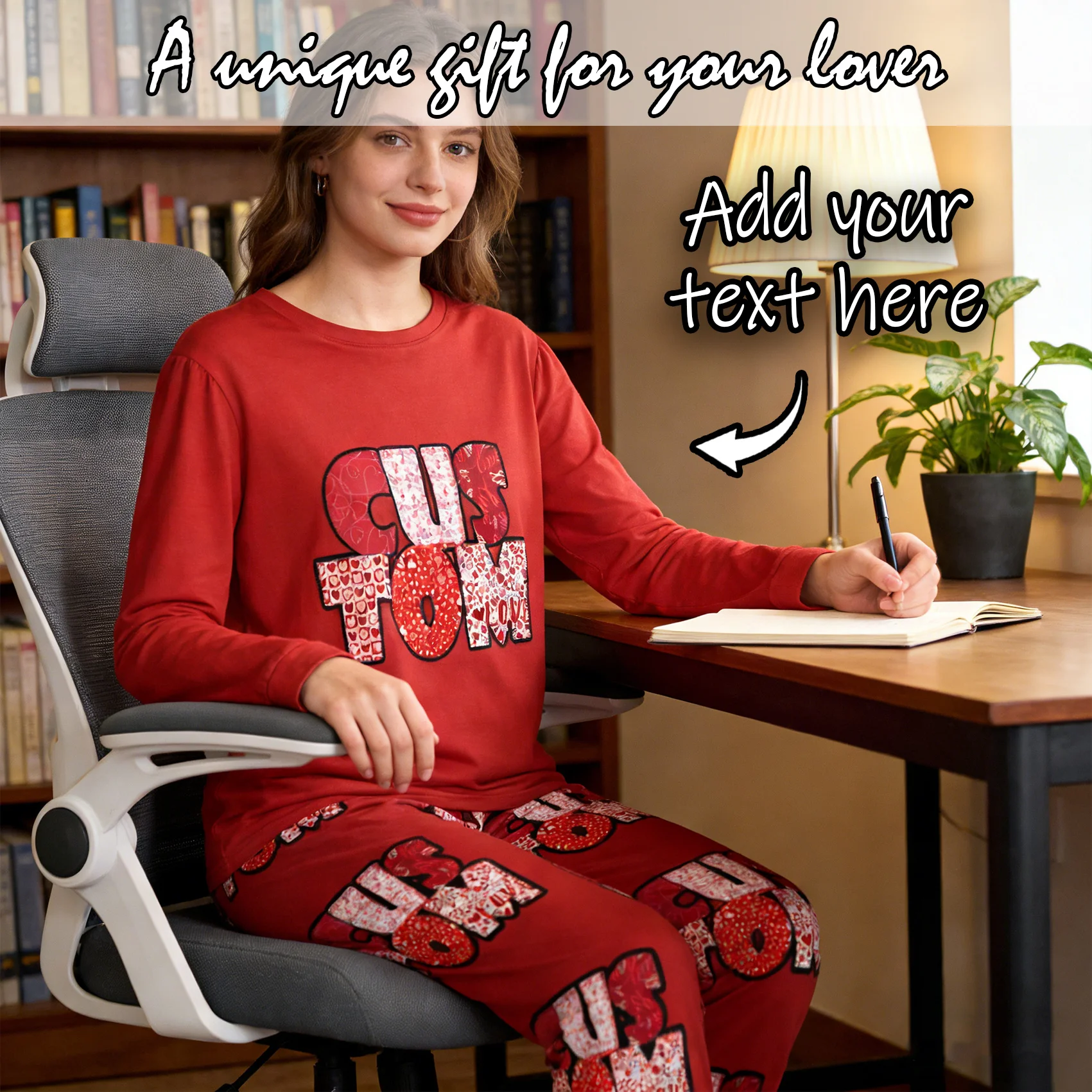 

Custom Women Pajamas with Face homewear Custom Women long Sleeve Pajama Set Personalized gift family couple pet