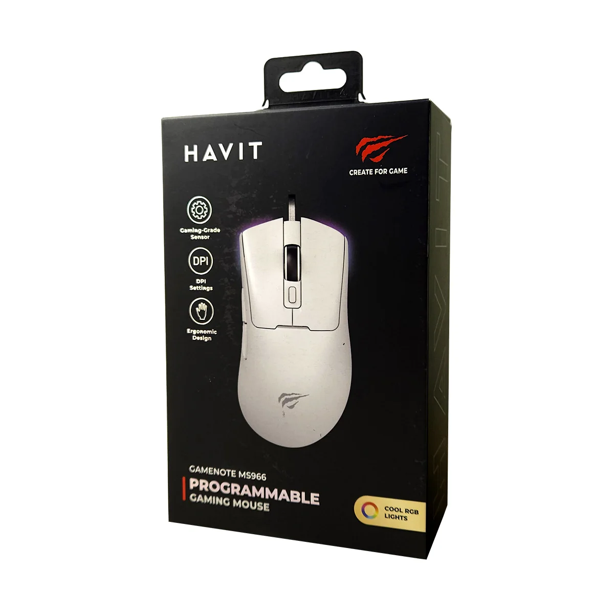 Mouse Gamer Havit MS966 12000 DPI 7 Botões RGB Branco