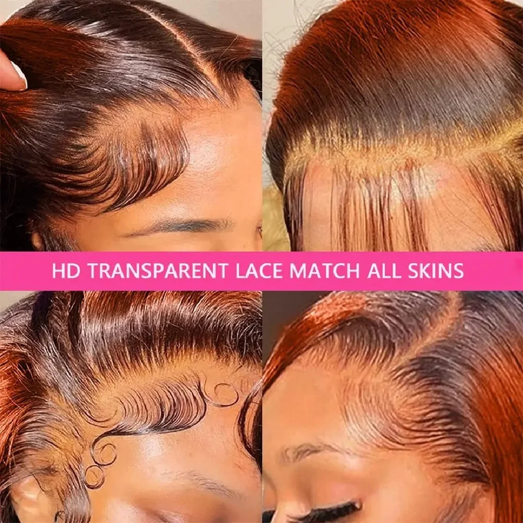 30 32 Inch Highlight 13x6 HD Lace Front Wigs Human Hair Ginger Orange 1B/350 Wet And Wavy 13x5 Body Wave Ombre Wig For Women image 4