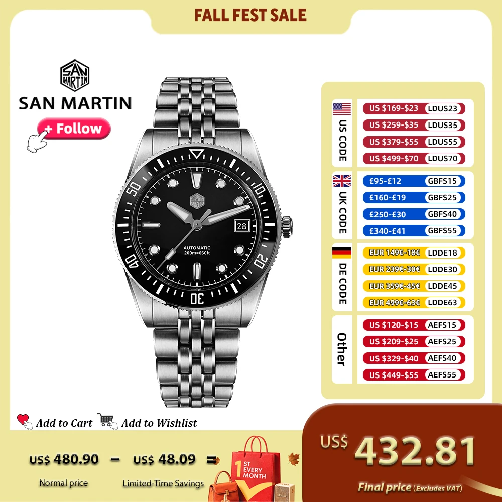 San Martin 37,5-40 mm SN0148 Herren-Luxus-Taucheruhr, einfaches Zifferblatt, Miyota 9015, automatische mechanische Uhren, Saphirglas, wasserdicht, 200 m