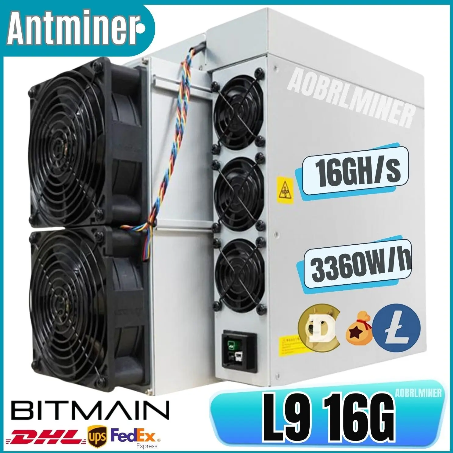 AD New BITMAIN Antminer L9 16G 3360W LTC DOGE BELls Coin Miner